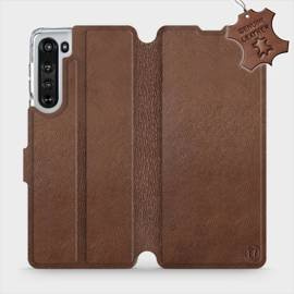 Etui ze skóry naturalnej do Motorola Edge - wzór Brown Leather