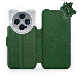 Etui ze skóry naturalnej do Vivo X300 - wzór Green Leather