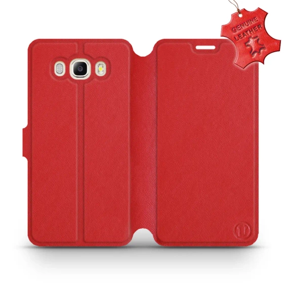 Etui ze skóry naturalnej do Samsung Galaxy J7 2016 - wzór Red Leather