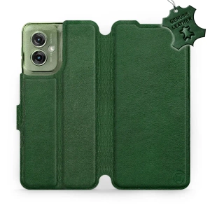 Etui ze skóry naturalnej do Motorola Moto G55 5G - wzór Green Leather
