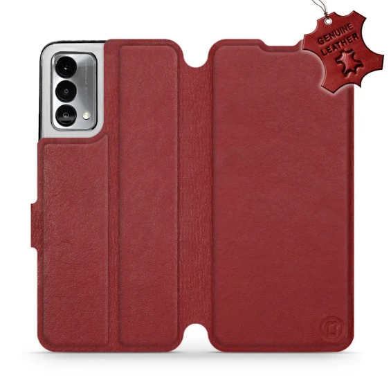 Etui ze skóry naturalnej do Realme GT Master Edition - wzór Dark Red Leather