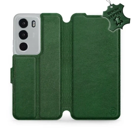 Etui ze skóry naturalnej do Realme C71 - wzór Green Leather
