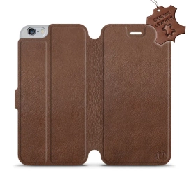 Etui ze skóry naturalnej do Apple iPhone 6s Plus - wzór Brown Leather