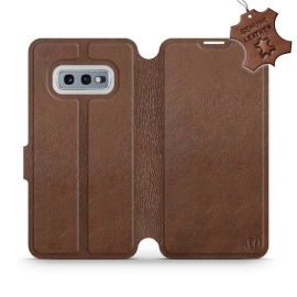 Etui ze skóry naturalnej do Samsung Galaxy S10e - wzór Brown Leather