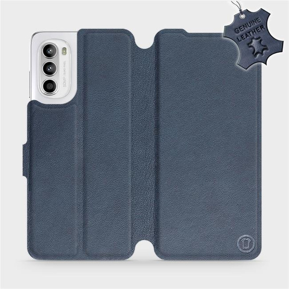 Etui ze skóry naturalnej do Motorola Moto G52 - wzór Blue Leather