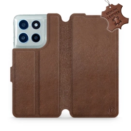 Etui ze skóry naturalnej do Motorola Moto G56 5G - wzór Brown Leather