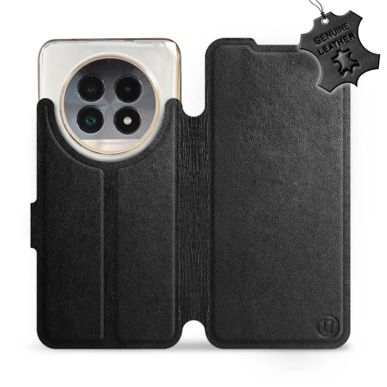 Etui ze skóry naturalnej do Realme 13 Pro - wzór Black Leather