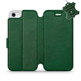 Etui ze skóry naturalnej do Apple iPhone SE 2020 - wzór Green Leather