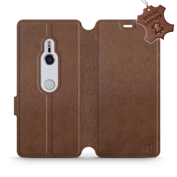 Etui ze skóry naturalnej do Sony Xperia XZ3 - wzór Brown Leather