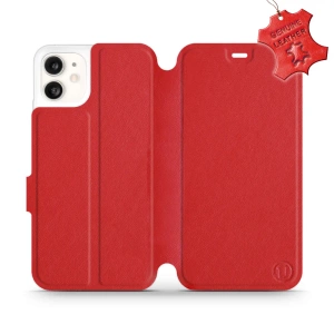 Etui ze skóry naturalnej do Apple iPhone 11 - wzór Red Leather