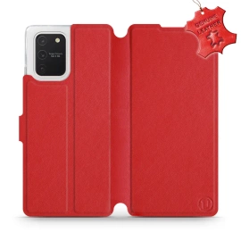 Etui ze skóry naturalnej do Samsung Galaxy S10 Lite - wzór Red Leather