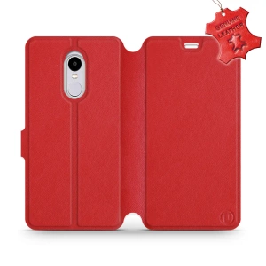 Etui ze skóry naturalnej do Xiaomi Redmi Note 4X - wzór Red Leather