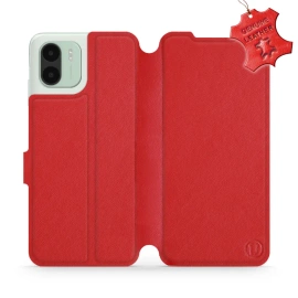 Etui ze skóry naturalnej do Xiaomi Redmi A2 - wzór Red Leather