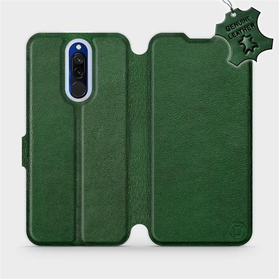 Etui ze skóry naturalnej do Xiaomi Redmi 8 - wzór Green Leather