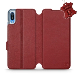 Etui ze skóry naturalnej do Huawei Y6 2019 - wzór Dark Red Leather