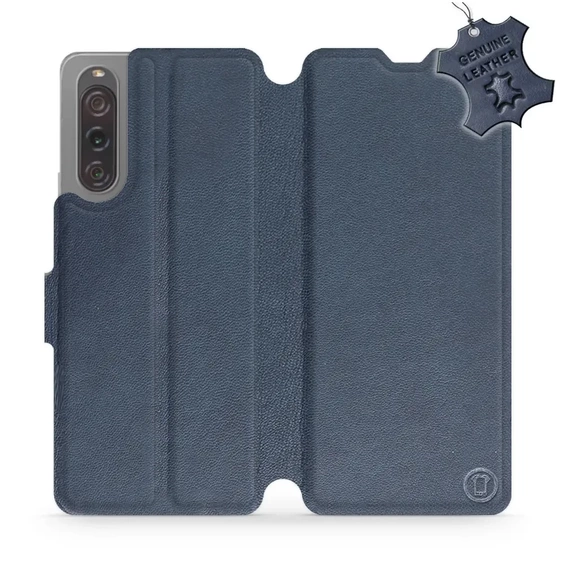 Etui ze skóry naturalnej do Sony Xperia 10 V - wzór Blue Leather