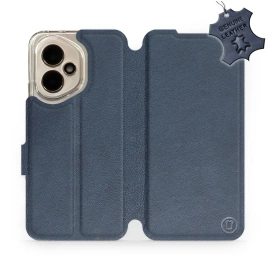 Etui ze skóry naturalnej do Huawei Honor 400 - wzór Blue Leather