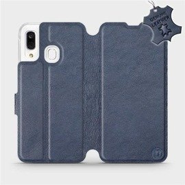 Etui ze skóry naturalnej do Samsung Galaxy A40 - wzór Blue Leather