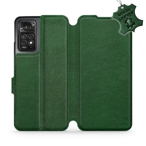Etui ze skóry naturalnej do Xiaomi Redmi Note 11 Pro - wzór Green Leather