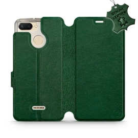Etui ze skóry naturalnej do Xiaomi Redmi 6 - wzór Green Leather