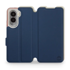 Etui Soft Touch do Xiaomi POCO M7 - wzór Głęboki granat z platyną