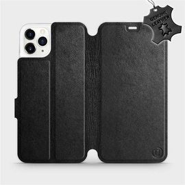 Etui ze skóry naturalnej do Apple iPhone 11 Pro Max - wzór Black Leather