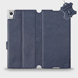 Etui ze skóry naturalnej do Sony Xperia XA1 Ultra - wzór Blue Leather