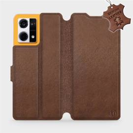 Etui ze skóry naturalnej do Oppo Reno 7 4G - wzór Brown Leather