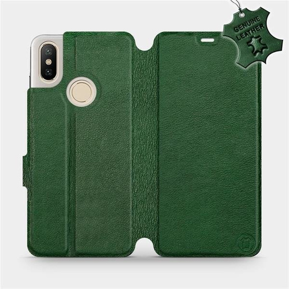 Etui ze skóry naturalnej do Xiaomi Mi A2 - wzór Green Leather