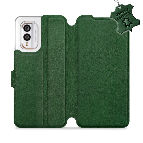 Etui ze skóry naturalnej do Nokia X30 5G - wzór Green Leather