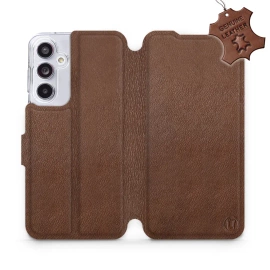 Etui ze skóry naturalnej do Samsung Galaxy A55 5G - wzór Brown Leather