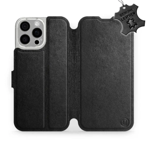 Etui ze skóry naturalnej do Apple iPhone 16 Pro Max - wzór Black Leather