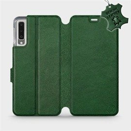 Etui ze skóry naturalnej do Samsung Galaxy A7 2018 - wzór Green Leather