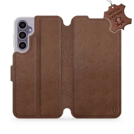 Etui ze skóry naturalnej do Samsung Galaxy S23 FE - wzór Brown Leather