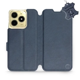 Etui ze skóry naturalnej do Realme C61 - wzór Blue Leather