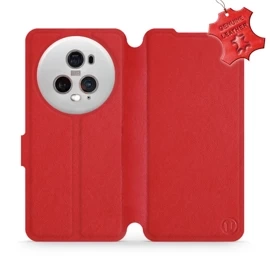 Etui ze skóry naturalnej do Huawei Honor Magic5 Pro 5G - wzór Red Leather