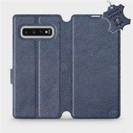 Etui ze skóry naturalnej do Samsung Galaxy S10 Plus - wzór Blue Leather