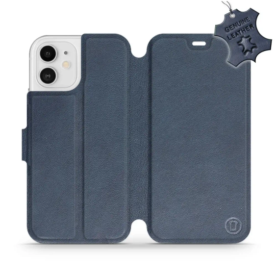 Etui ze skóry naturalnej do Apple iPhone 12 - wzór Blue Leather