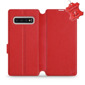 Etui ze skóry naturalnej do Samsung Galaxy S10 Plus - wzór Red Leather