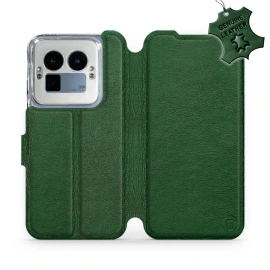 Etui ze skóry naturalnej do Realme GT 8 Pro - wzór Green Leather