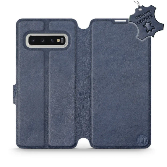 Etui ze skóry naturalnej do Samsung Galaxy S10 - wzór Blue Leather