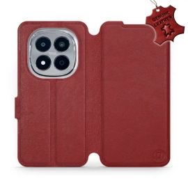 Etui ze skóry naturalnej do Xiaomi Redmi Note 15 Pro 5G - wzór Dark Red Leather