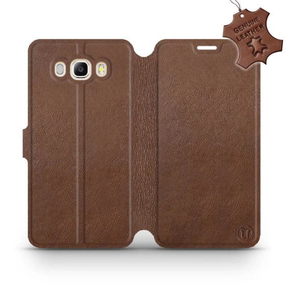 Etui ze skóry naturalnej do Samsung Galaxy J7 2016 - wzór Brown Leather