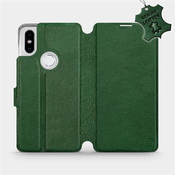 Etui ze skóry naturalnej do Xiaomi Mi Mix 2S - wzór Green Leather