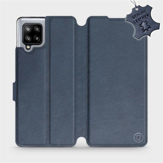 Etui ze skóry naturalnej do Samsung Galaxy A42 - wzór Blue Leather