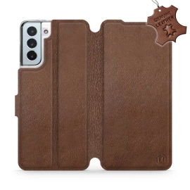 Etui ze skóry naturalnej do Samsung Galaxy S21 Plus - wzór Brown Leather