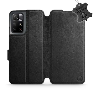Etui ze skóry naturalnej do Xiaomi Redmi Note 11S 5G - wzór Black Leather