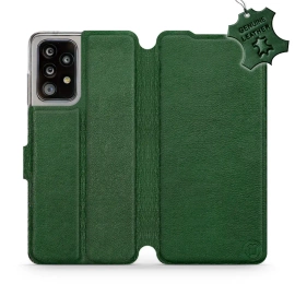 Etui ze skóry naturalnej do Samsung Galaxy A52 - wzór Green Leather
