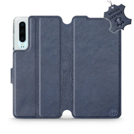 Etui ze skóry naturalnej do Huawei P30 - wzór Blue Leather