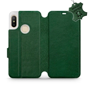 Etui ze skóry naturalnej do Xiaomi Mi A2 Lite - wzór Green Leather